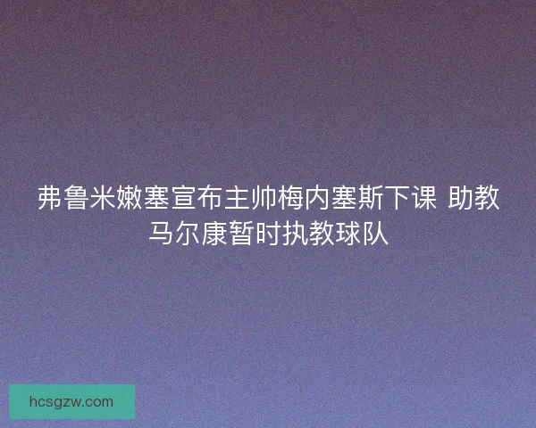 弗鲁米嫩塞宣布主帅梅内塞斯下课 助教马尔康暂时执教球队 弗鲁米嫩塞宣布主帅梅内塞斯下课 助教马尔康暂时执教球队