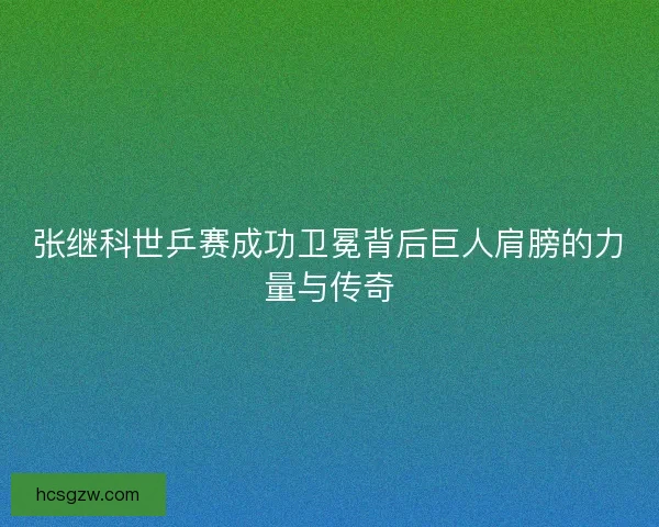 张继科世乒赛成功卫冕背后巨人肩膀的力量与传奇