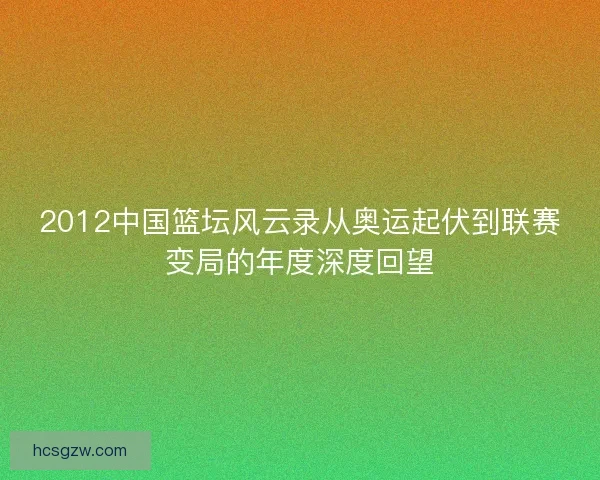 2012中国篮坛风云录从奥运起伏到联赛变局的年度深度回望